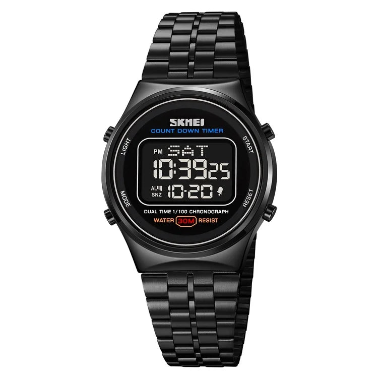 SKMEI 1882 Electronic Watch Stainless Steel Strap Multifunction Wristwatch