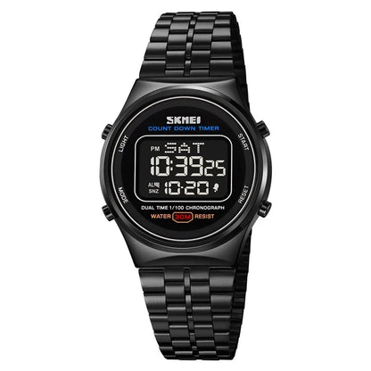 SKMEI 1882 Electronic Watch Stainless Steel Strap Multifunction Wristwatch
