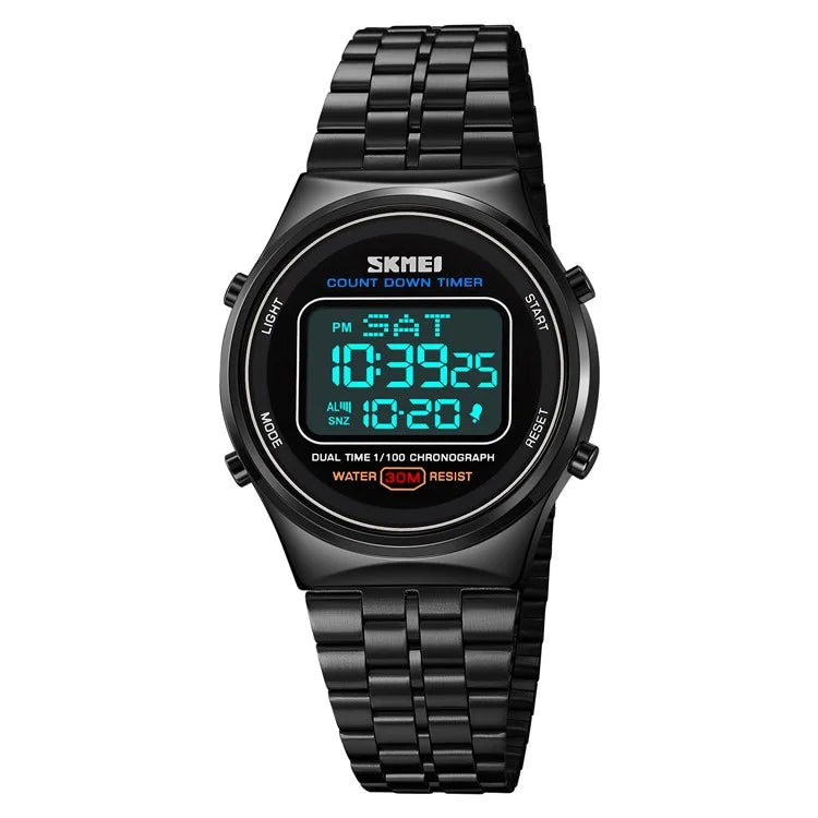 SKMEI 1882 Electronic Watch Stainless Steel Strap Multifunction Wristwatch