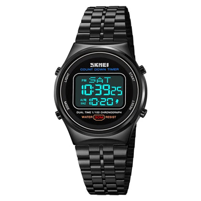 SKMEI 1882 Electronic Watch Stainless Steel Strap Multifunction Wristwatch