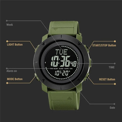 SKMEI 2095 Outdoor Sports 12  /  24H Multifunction Luminous Electronic Watch