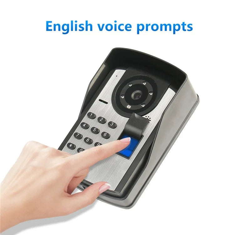 806FD11 7" Monitor HD Video Fingerprint Password Doorbell Camera with Remote Control, EU Plug