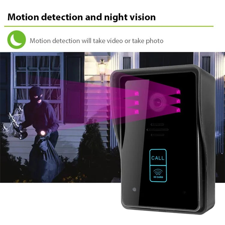 702MJID11 7-inch Monitor Tuya App WiFi Doorbell RFID Card Unlock 1080P HD Video Doorbell, EU Plug