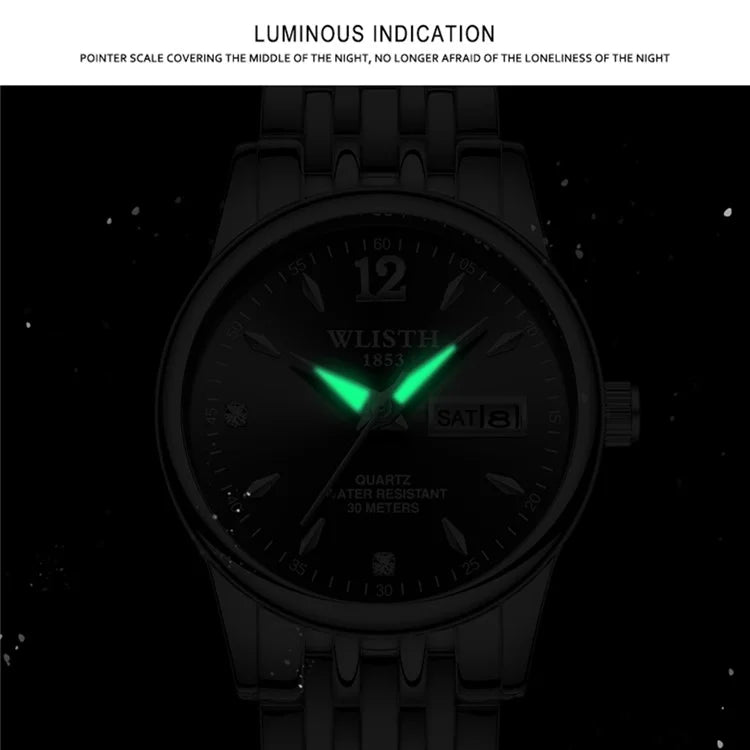 WLISTH S507 Waterproof Bracelet Calendar Date Week Display Quartz Watch