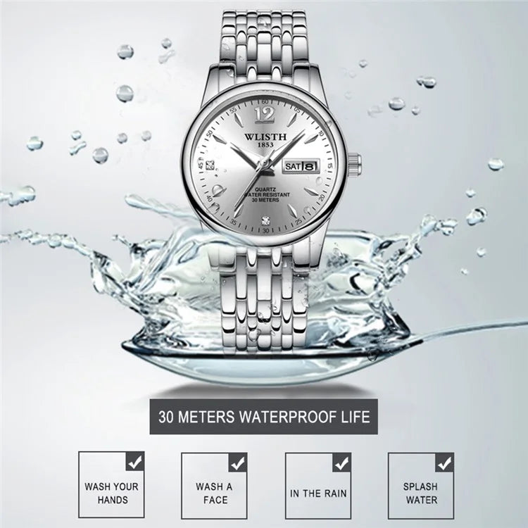 WLISTH S507 Waterproof Bracelet Calendar Date Week Display Quartz Watch