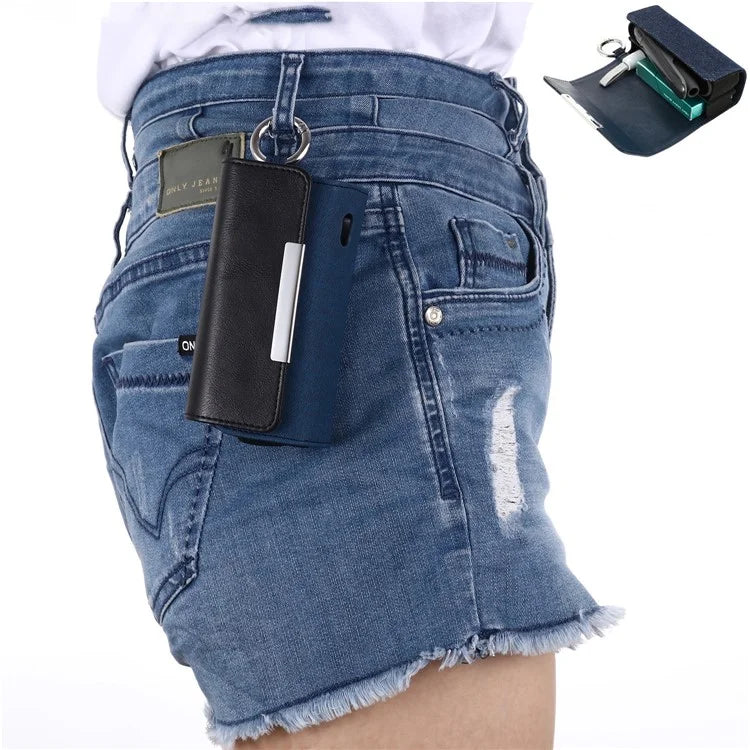 Case for IQOS 3 / 3 Duo , PU Leather Electronic Cigarette Storage Bag with Hook
