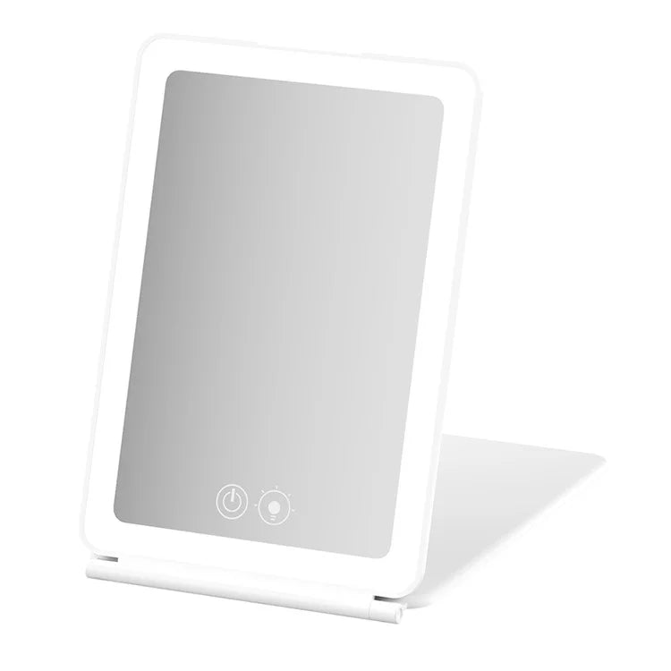 J17 Folding Portable LED Makeup Mirror with 3X Magnification for Travel and Desktop