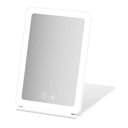 J17 Folding Portable LED Makeup Mirror with 3X Magnification for Travel and Desktop