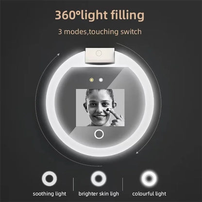YS002 Smart Makeup Mirror Built-in UV Camera for Sunscreen Test LED Handheld Cosmetic Mirror