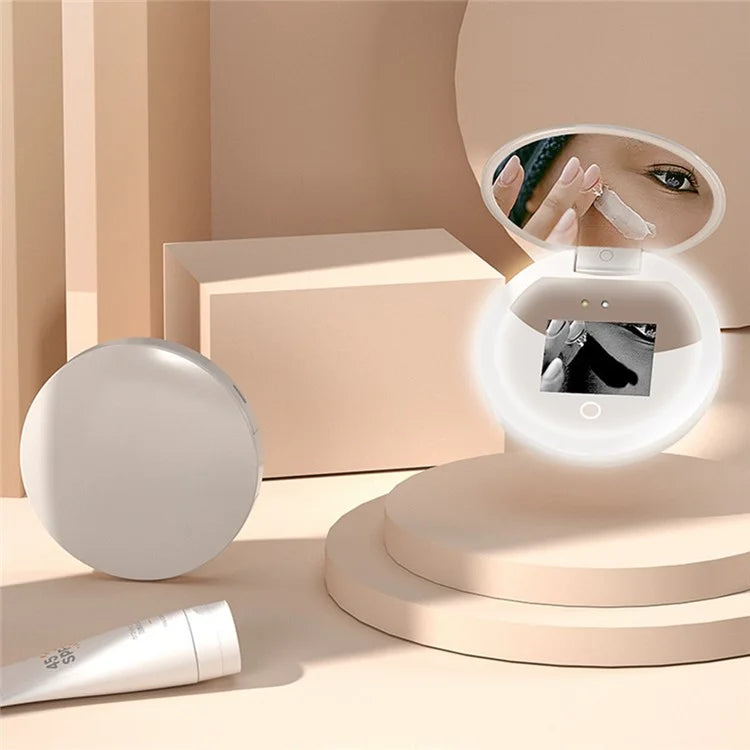 YS002 Smart Makeup Mirror Built-in UV Camera for Sunscreen Test LED Handheld Cosmetic Mirror