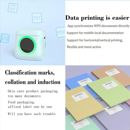 C22 Pocket Printer Bluetooth Inkless Mini Sticker Printer Colorful Atmosphere Light
