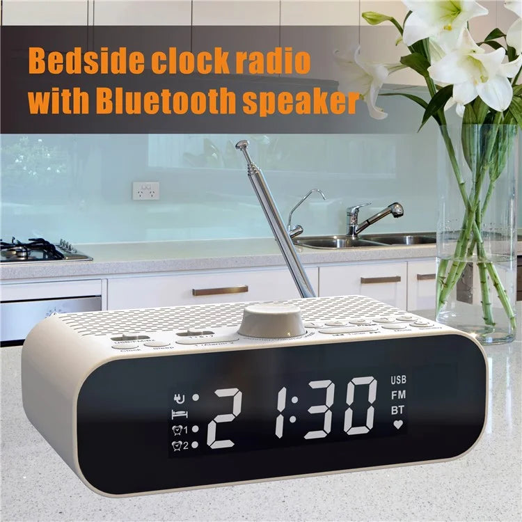 BT-A5 Multi-function Bedside Alarm Clock Hi-Fi Bluetooth Speaker FM Radio