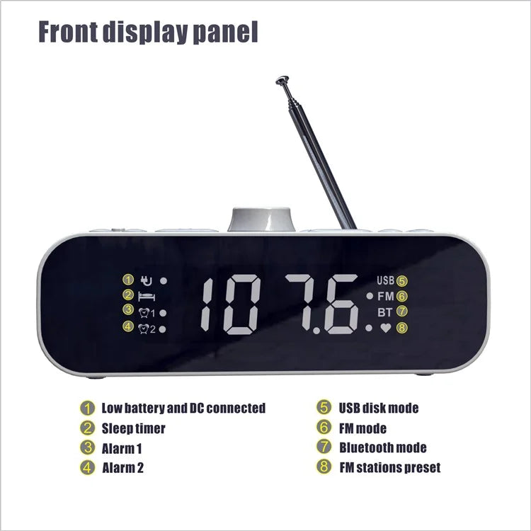 BT-A5 Multi-function Bedside Alarm Clock Hi-Fi Bluetooth Speaker FM Radio