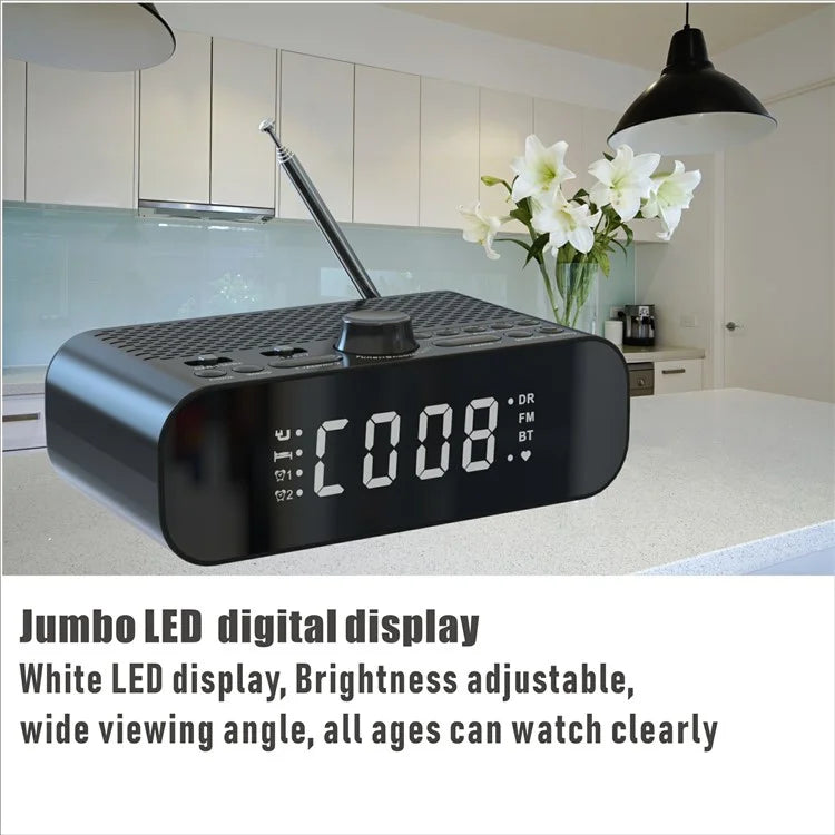 DAB-A5 Bedside LED Screen Digital Alarm Clock Bluetooth Speaker FM / DAB Radio, European Version