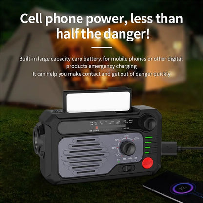 KK-228WB Solar Power Outdoor Hand Crank AM FM WB Radio Power Bank with LED Light