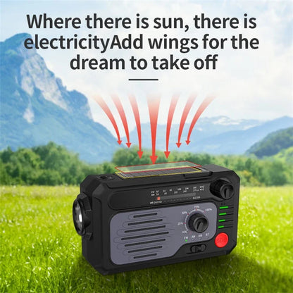KK-228WB Solar Power Outdoor Hand Crank AM FM WB Radio Power Bank with LED Light
