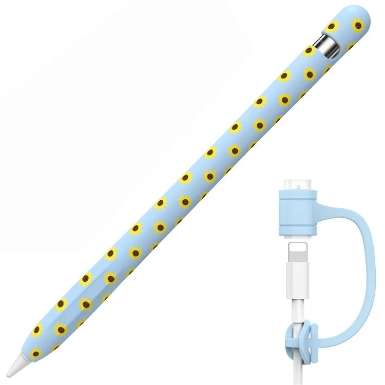 AHASTYLE PT93SF For Apple Pencil (1st Generation) Silicone Sleeve Sunflower Pattern Skin-touch Cover