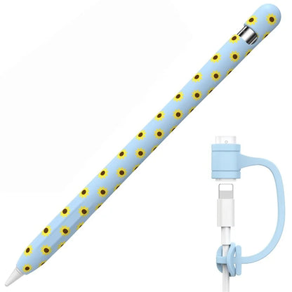 AHASTYLE PT93SF For Apple Pencil (1st Generation) Silicone Sleeve Sunflower Pattern Skin-touch Cover
