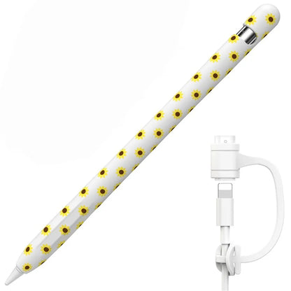AHASTYLE PT93SF For Apple Pencil (1st Generation) Silicone Sleeve Sunflower Pattern Skin-touch Cover