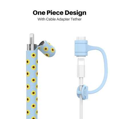AHASTYLE PT93SF For Apple Pencil (1st Generation) Silicone Sleeve Sunflower Pattern Skin-touch Cover