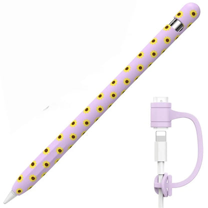 AHASTYLE PT93SF For Apple Pencil (1st Generation) Silicone Sleeve Sunflower Pattern Skin-touch Cover
