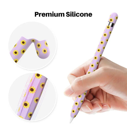 AHASTYLE PT93SF For Apple Pencil (1st Generation) Silicone Sleeve Sunflower Pattern Skin-touch Cover