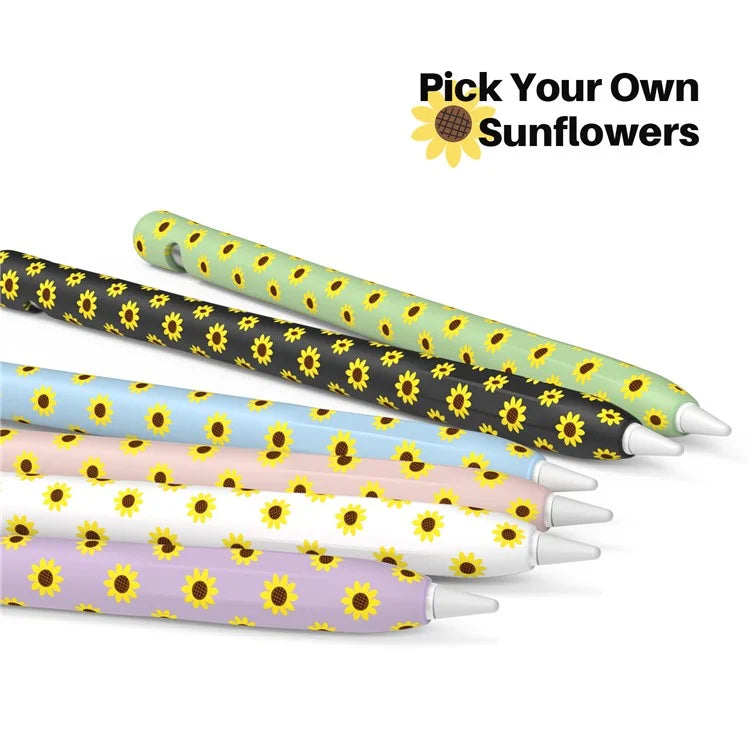 AHASTYLE PT93SF For Apple Pencil (1st Generation) Silicone Sleeve Sunflower Pattern Skin-touch Cover