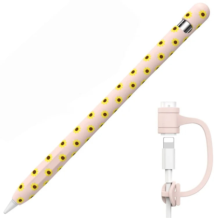 AHASTYLE PT93SF For Apple Pencil (1st Generation) Silicone Sleeve Sunflower Pattern Skin-touch Cover