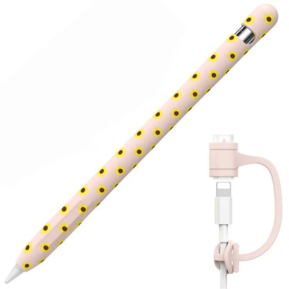 AHASTYLE PT93SF For Apple Pencil (1st Generation) Silicone Sleeve Sunflower Pattern Skin-touch Cover