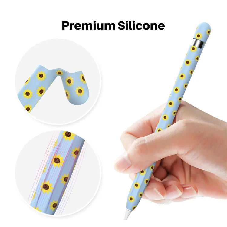 AHASTYLE PT93SF For Apple Pencil (1st Generation) Silicone Sleeve Sunflower Pattern Skin-touch Cover