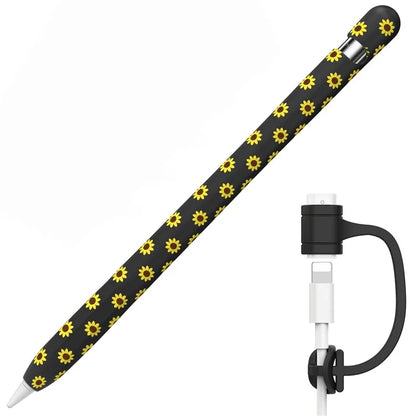 AHASTYLE PT93SF For Apple Pencil (1st Generation) Silicone Sleeve Sunflower Pattern Skin-touch Cover