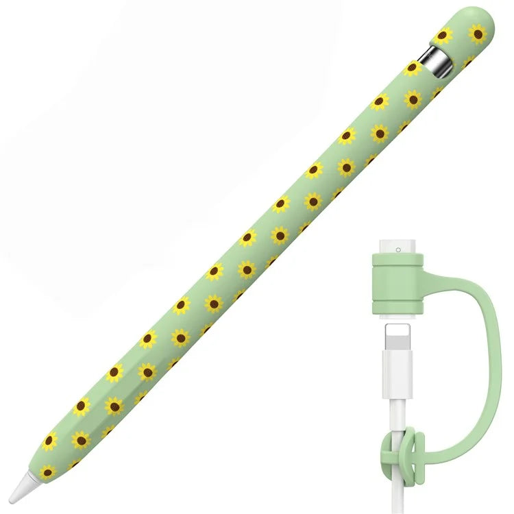 AHASTYLE PT93SF For Apple Pencil (1st Generation) Silicone Sleeve Sunflower Pattern Skin-touch Cover