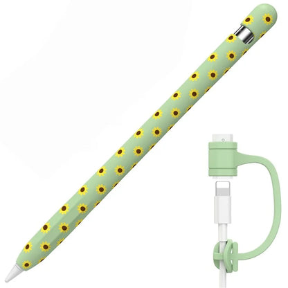AHASTYLE PT93SF For Apple Pencil (1st Generation) Silicone Sleeve Sunflower Pattern Skin-touch Cover
