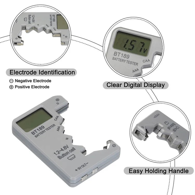 BT189 LCD Screen Battery Tester Universal Button Cell D N AA AAA 9V Battery Voltage Checker