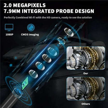 NK-5001Pro 3m Hard Wire Car Inspection 2MP 8MM Camera Microscope USB+Type-C+8-Pin Phone Endoscope