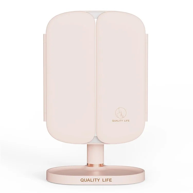 QW-M71 Stepless Dimming LED Light Makeup Mirror Foldable Tabletop Vanity Mirror