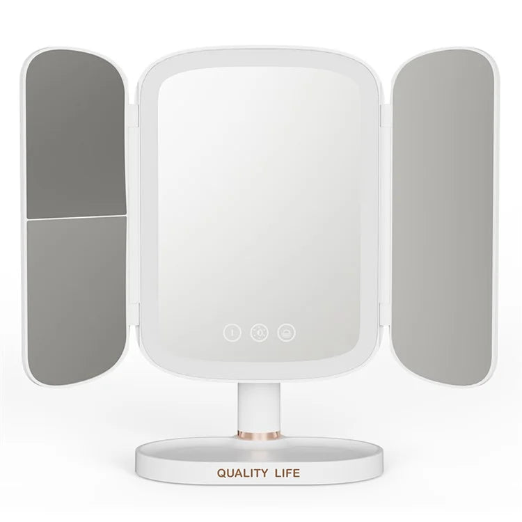 QW-M71 Stepless Dimming LED Light Makeup Mirror Foldable Tabletop Vanity Mirror