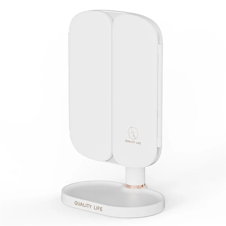 QW-M71 Stepless Dimming LED Light Makeup Mirror Foldable Tabletop Vanity Mirror