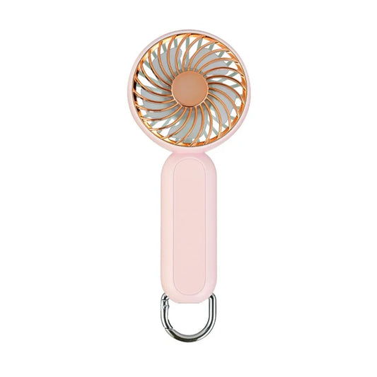 A217 Outdoor Three Gears Electroplating Mini Handheld Fan with Hanging Buckle