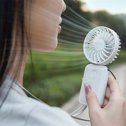 F458 Summer 3 Speeds Adjustable Foldable Mini Handheld Fan with Neck Rope