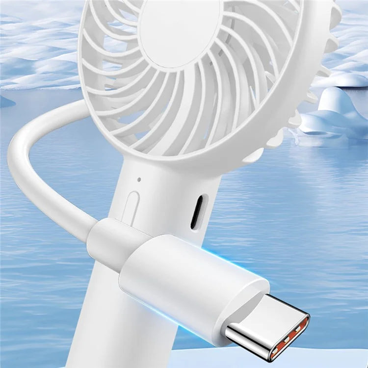 S3 Portable Rechargeable Handheld Cooling Fan 1200mAh 3 Speed Low Noise Desk Fan with Hanging Hole
