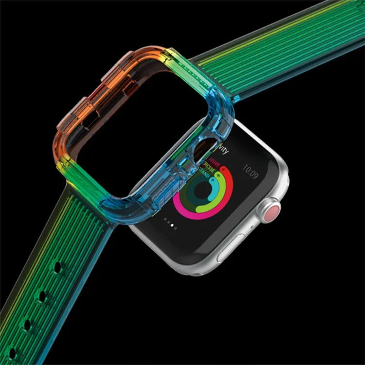AHASTYLE WA06 for Apple Watch Series 7 / 8 41mm TPU Watch Strap Integrated Watchband with Case Cover