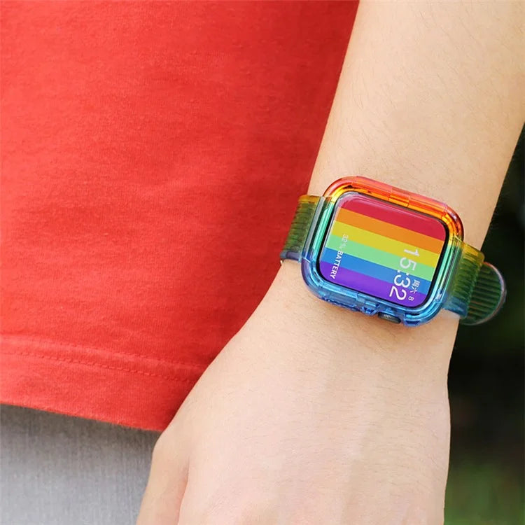 AHASTYLE WA06 for Apple Watch Series 7 / 8 41mm TPU Watch Strap Integrated Watchband with Case Cover