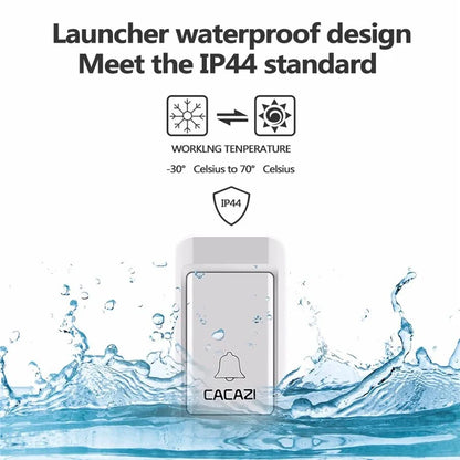 CACAZI V027G 38 Ringtones Self-powered Wireless Doorbell, 1 Transmitter + 1 Receiver