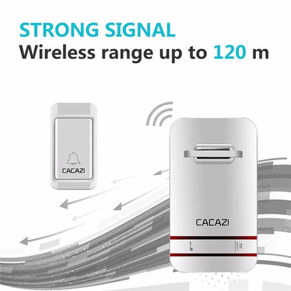 CACAZI V027G 38 Ringtones Self-powered Wireless Doorbell, 1 Transmitter + 1 Receiver