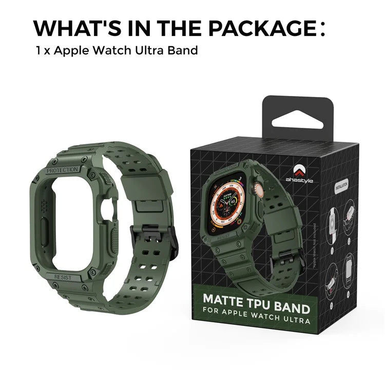 AHASTYLE WG106 For Apple Watch Series 9 8 7 41mm / 6 5 4 SE (2023) SE (2022) SE 40mm / 3 2 1 38mm Matte TPU Wristbands with Case