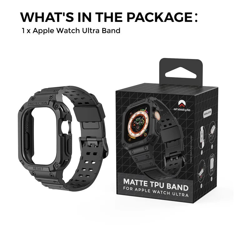 AHASTYLE WG106 For Apple Watch Series 9 8 7 41mm / 6 5 4 SE (2023) SE (2022) SE 40mm / 3 2 1 38mm Matte TPU Wristbands with Case