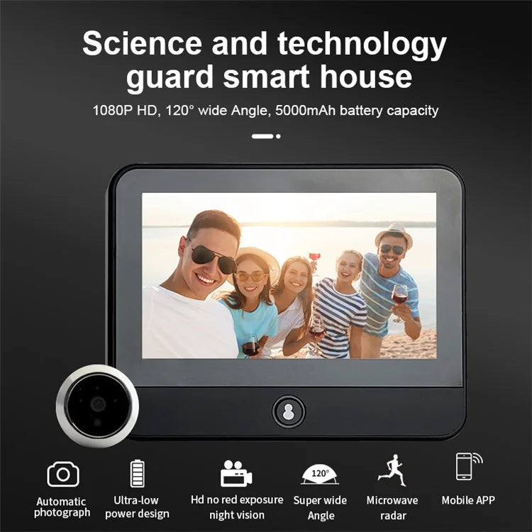 S50 4.3 inch Monitor Video Viewer Door Bell WiFi Night Vision Camera Smart Peephole
