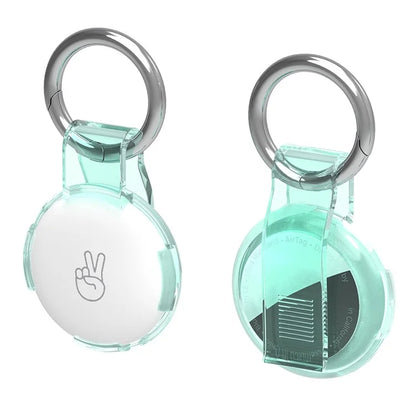 For Apple AirTag Drop Proof Transparent PC Protective Cover with Back Clip and Keychain