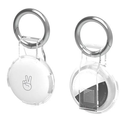 For Apple AirTag Drop Proof Transparent PC Protective Cover with Back Clip and Keychain